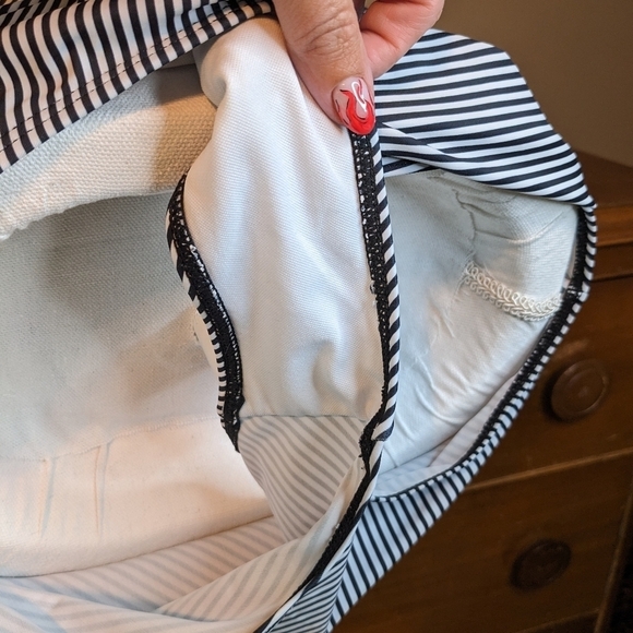 FULL COVERAGE floral ruffle top navy High Waisted BIKINI 2piece swim suit - Picture 10 of 16